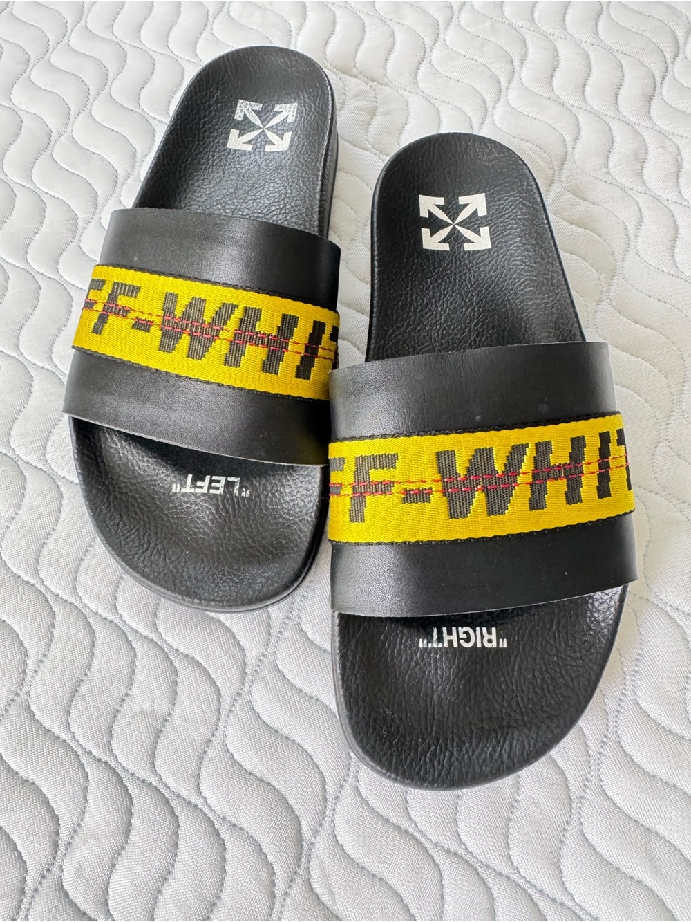 Off-White Industrial Belt Slides Black Yellow EU 41 US 7.5 Virgil Abloh